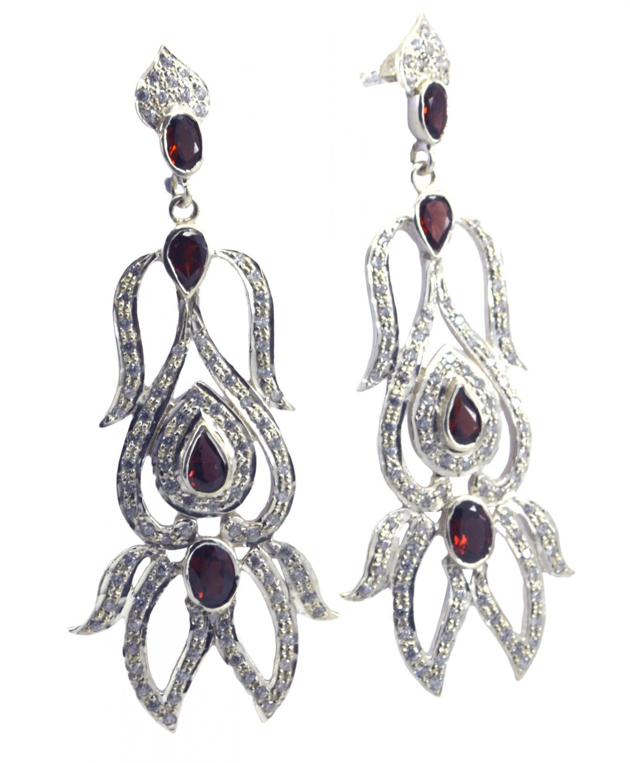 fascinating Garnet 925 Solid Sterling Silver Red Earring genuine common US