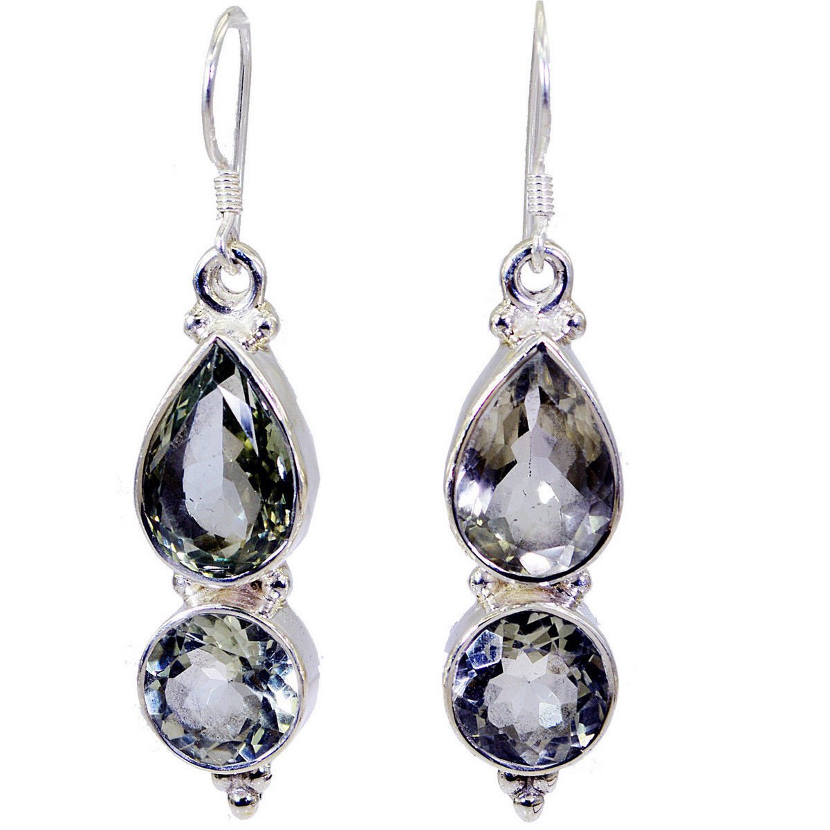 splendid Green Amethyst 925 Solid Sterling Silver Green Earring genuine usual US