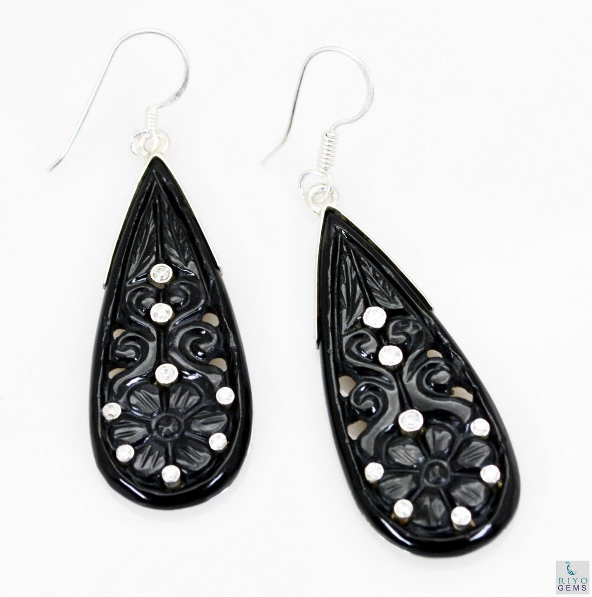 gorgeous Black onyx 925 Sterling Silver Black Earring Natural gemstones US