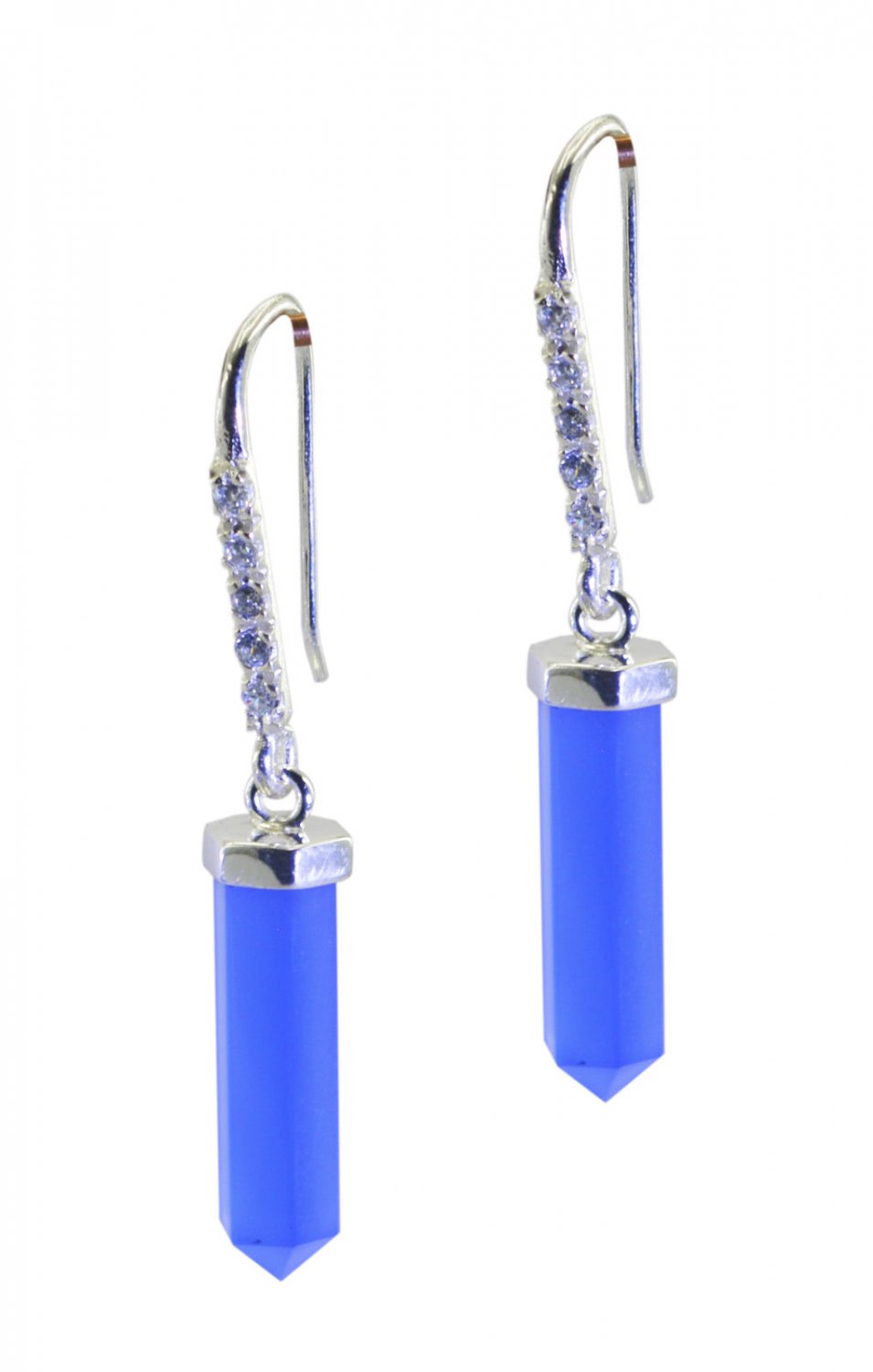 adorable Blue Chalcedony 925Solid Sterling Silver Blue Earring Natural india US