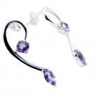 cute Amethyst 925 Sterling Silver Purple Earring Natural handmade US