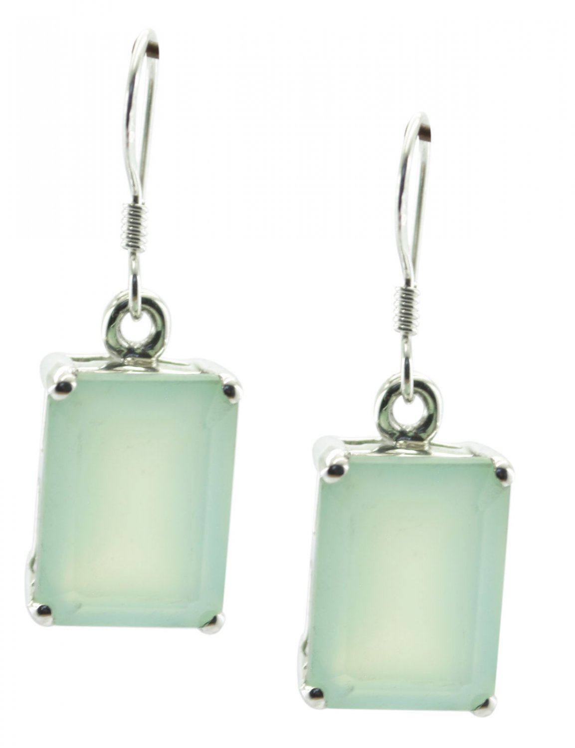 resplendent Aqua Chalcedony Sterling Silver Blue Earring Natural handmade US