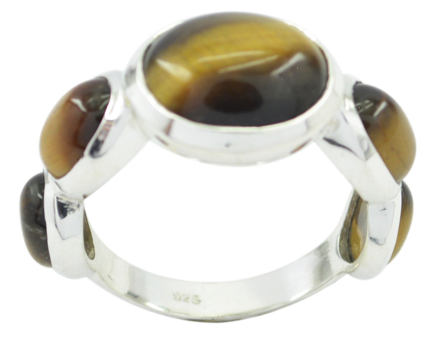 ideal Tiger Eye 925 Sterling Silver Brown Ring genuine jewellery US
