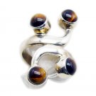fascinating Tiger Eye 925 Sterling Silver Brown Ring genuine casually US