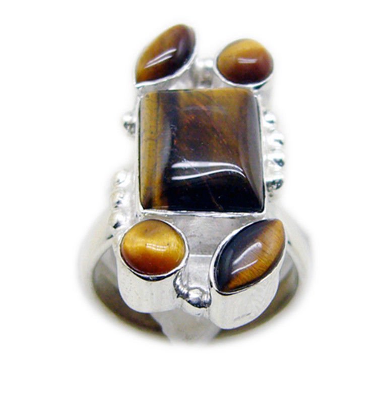 excellent Tiger Eye 925 Sterling Silver Brown Ring Natural easily US