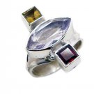 appealing Multi 925 Sterling Silver Multi Ring Natural gemstones US