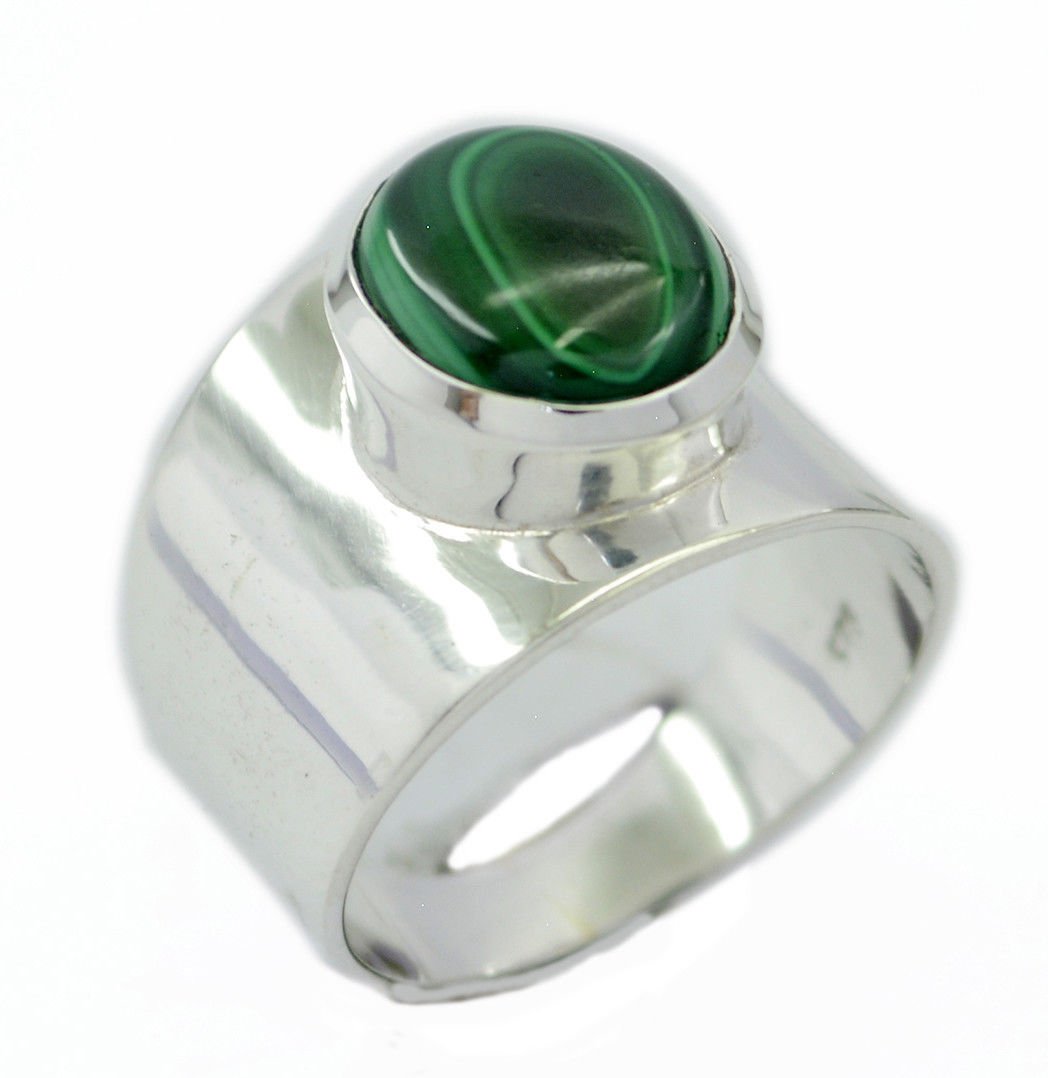 handsome Malachite 925 Sterling Silver Multi Ring genuine simply US