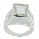 fascinating Crystal Quartz 925 Sterling Silver White Ring Natural Designer US