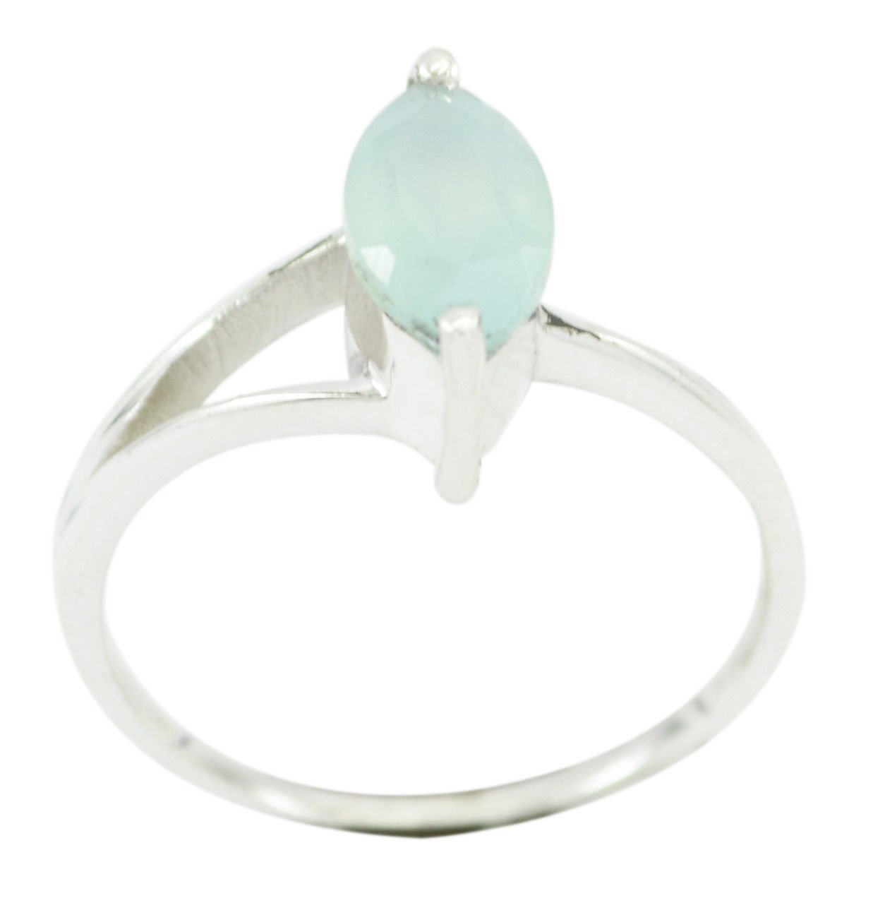 gorgeous Aqua Chalcedony 925 Sterling Silver Blue Ring genuine jewelry US