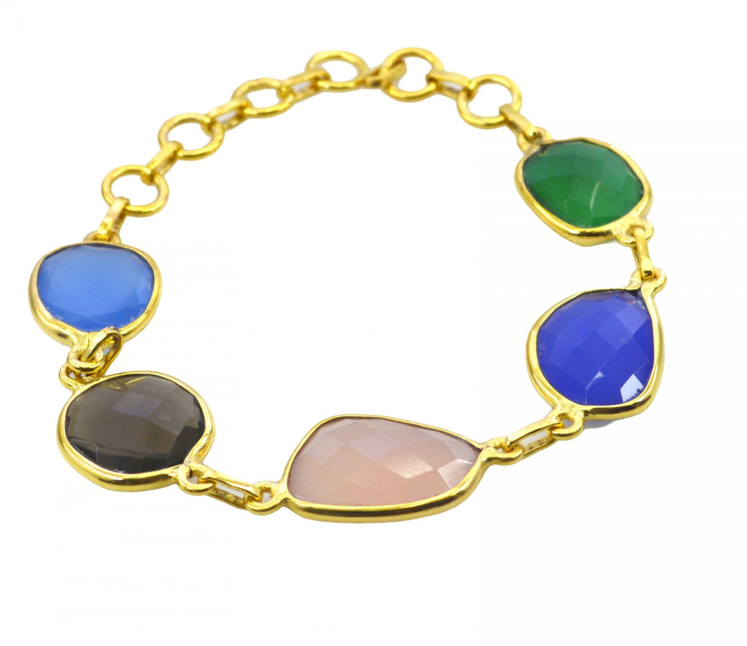 handsome Multi Gemstone Gold Plated Multi Bracelet Natural jewelry US gift