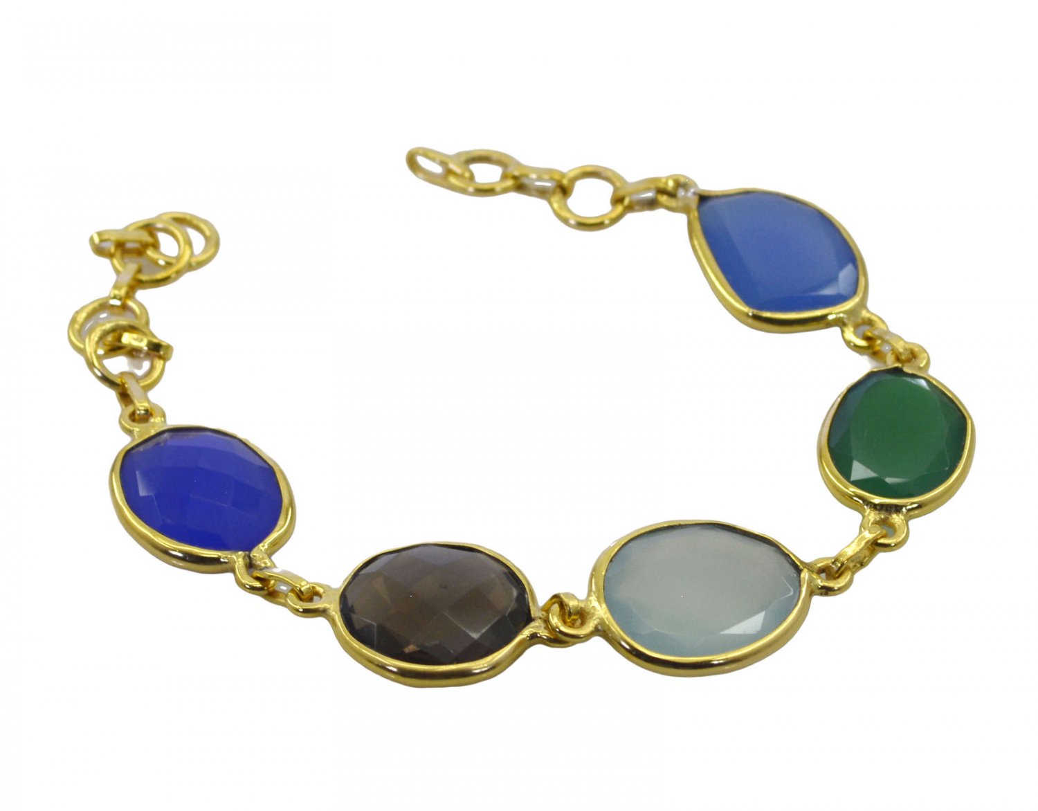 elegant Multi Gemstone Gold Plated Multi Bracelet Natural jaipur US gift