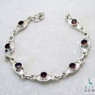 excellent Garnet 925 Solid Sterling Silver Red Bracelet genuine casually US