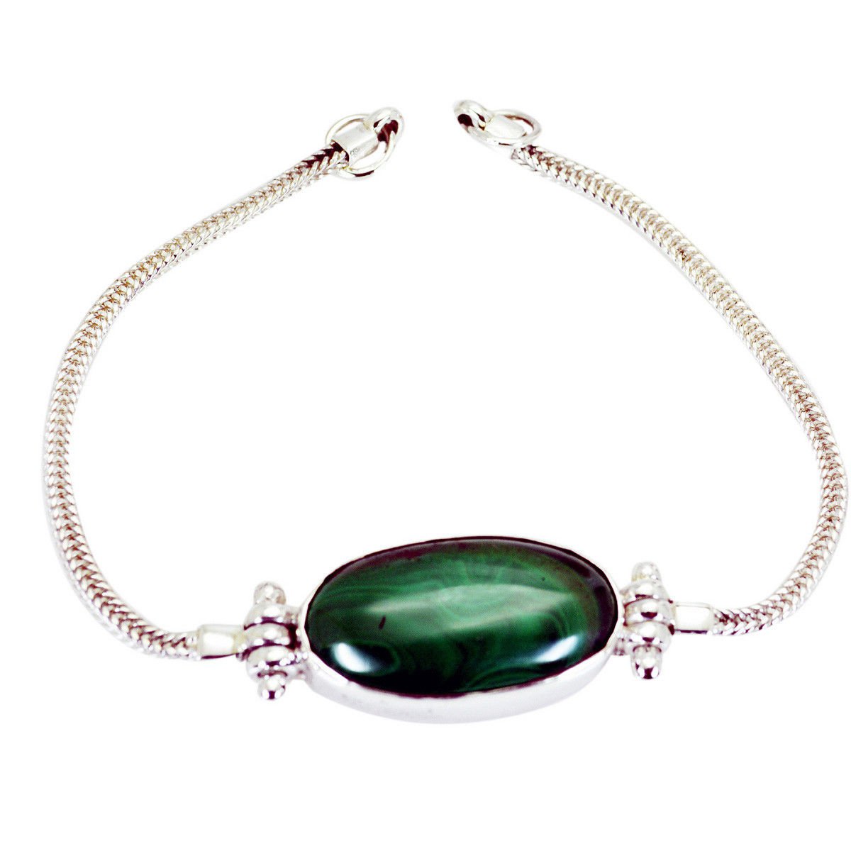 adorable Malachite 925 Solid Sterling Silver Green Bracelet genuine supplies US