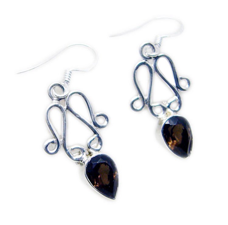 exquisite Smoky Quartz 925 Sterling Silver Brown Earring Natural usual US