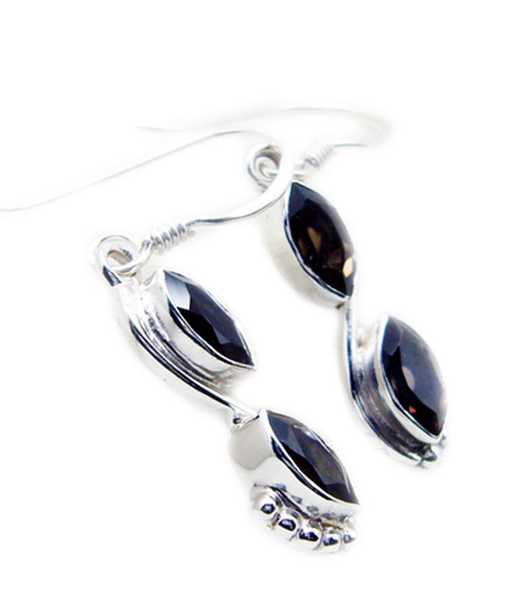 pleasing Smoky Quartz 925 Sterling Silver Brown Earring Natural simply US