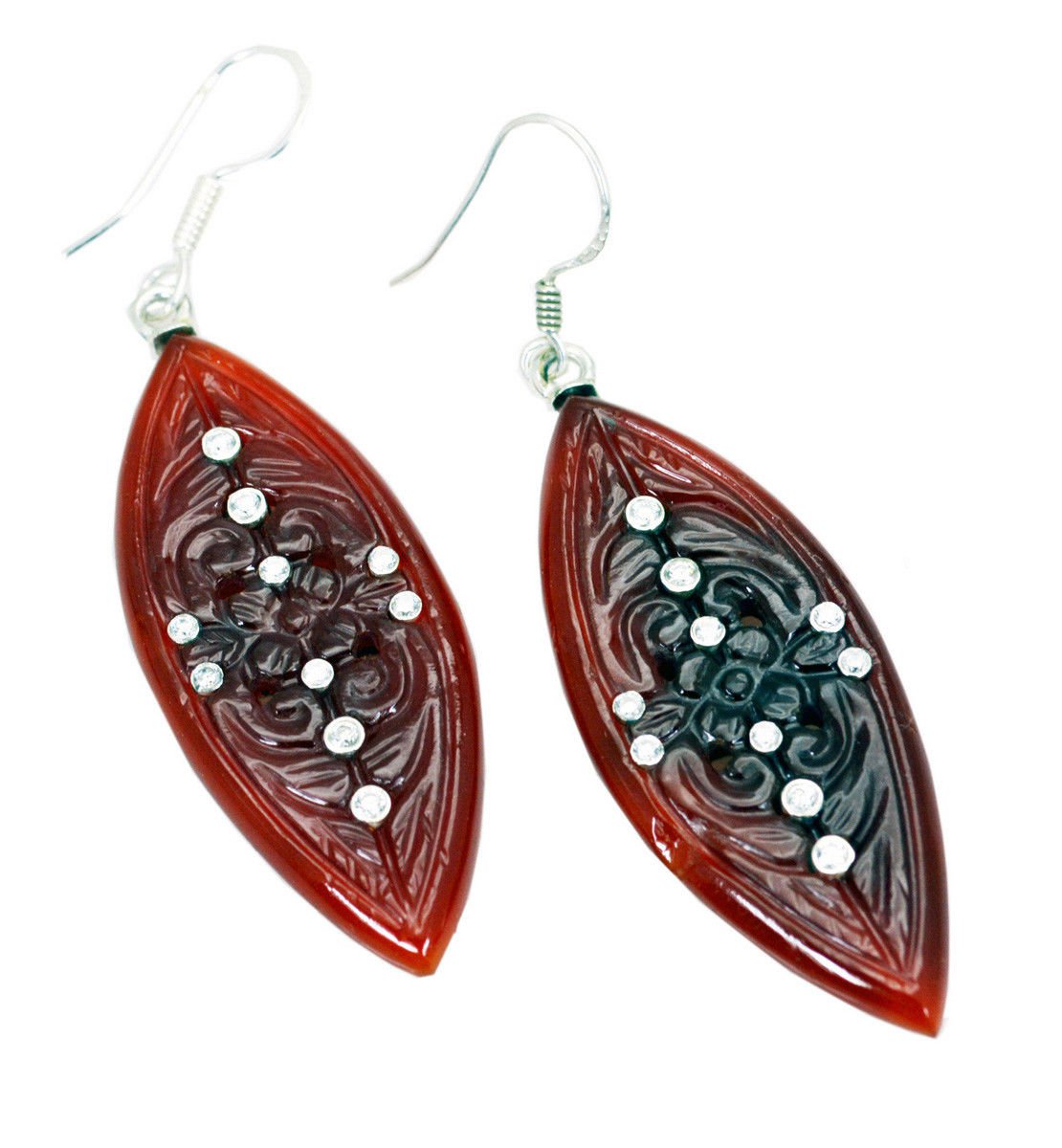 gorgeous Red Onyx 925 Solid Sterling Silver Red Earring Natural india US