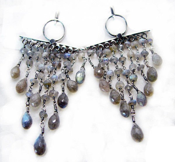 exquisite Labradorite 925 Solid Sterling Silver Gray Earring genuine supply US