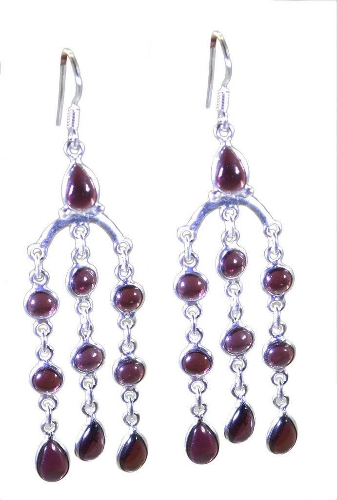 cute Garnet 925 Solid Sterling Silver Red Earring Natural gemstone US