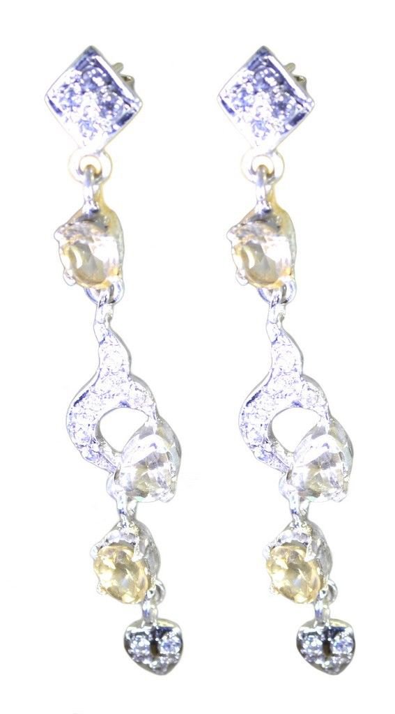 fine Citrine 925 Solid Sterling Silver Yellow Earring genuine common US