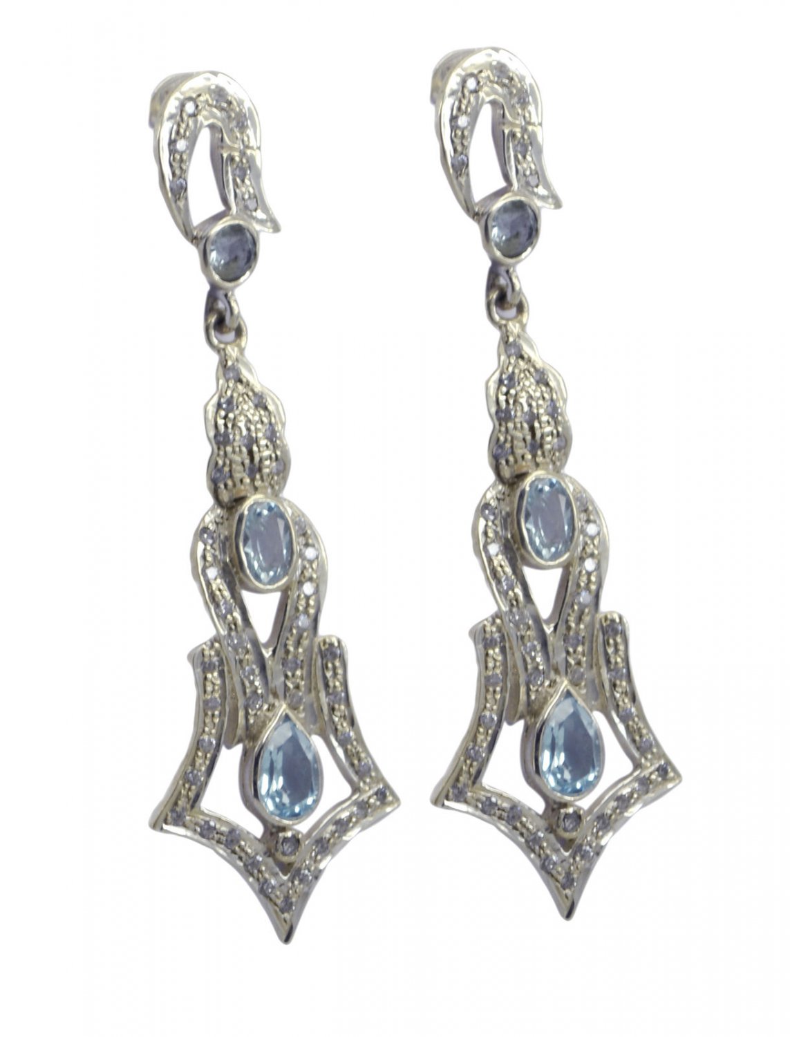 captivating Blue Topaz 925 Sterling Silver Blue Earring genuine gemstones US