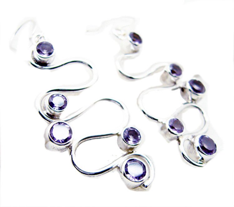 grand Amethyst 925 Sterling Silver Purple Earring genuine gemstone US