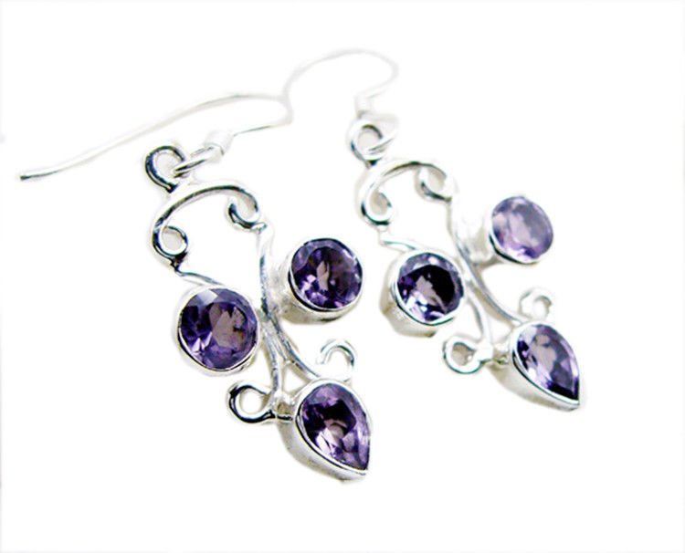 fine Amethyst 925 Sterling Silver Purple Earring Natural jewelry US