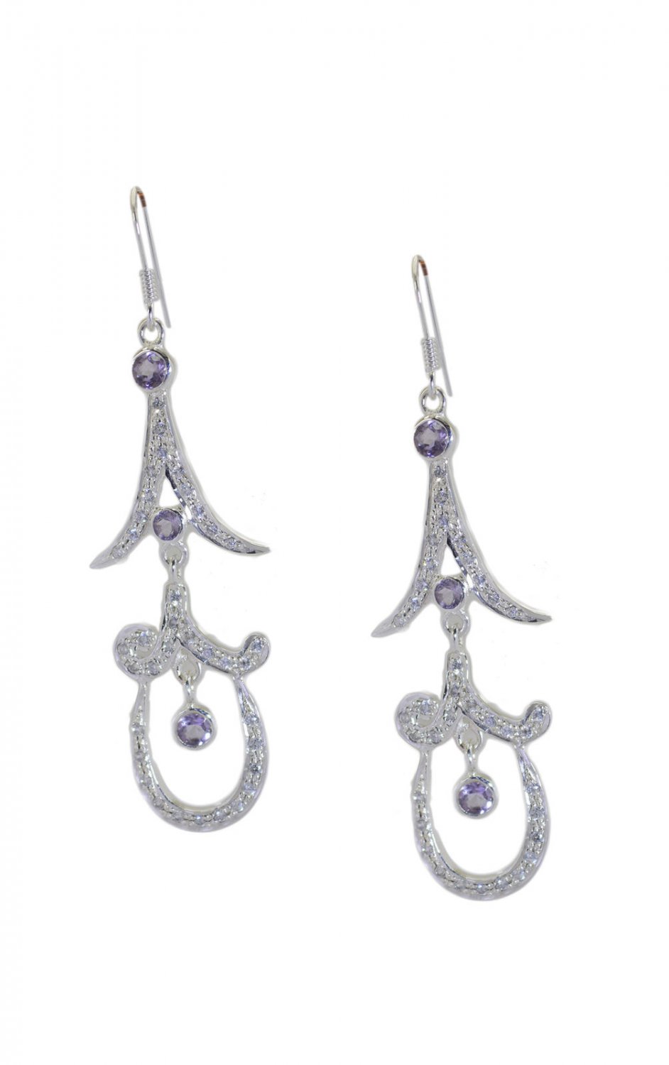 charming Amethyst 925 Solid Sterling Silver Purple Earring Natural simply US