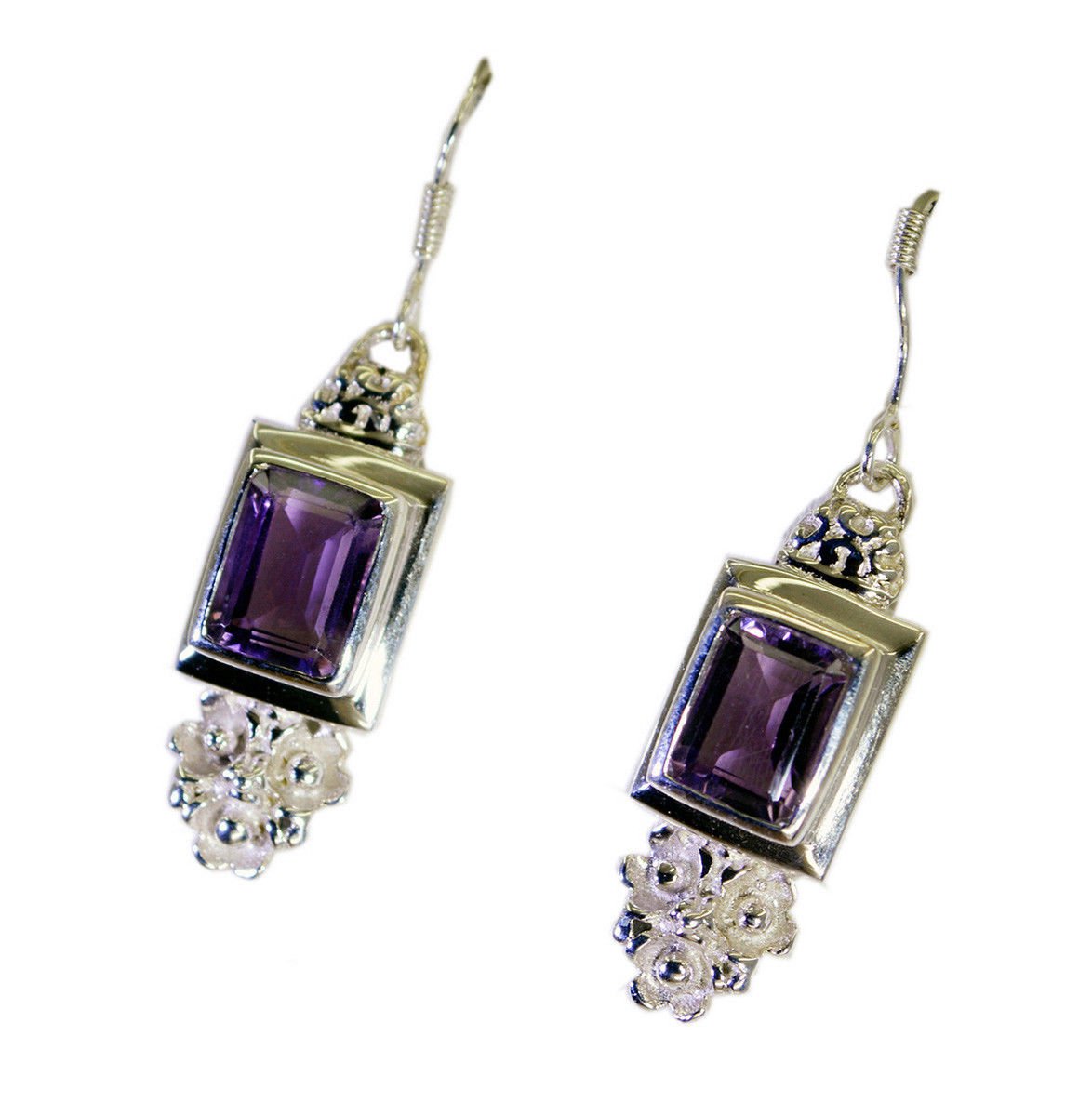 fine Amethyst 925 Solid Sterling Silver Purple Earring genuine generally US