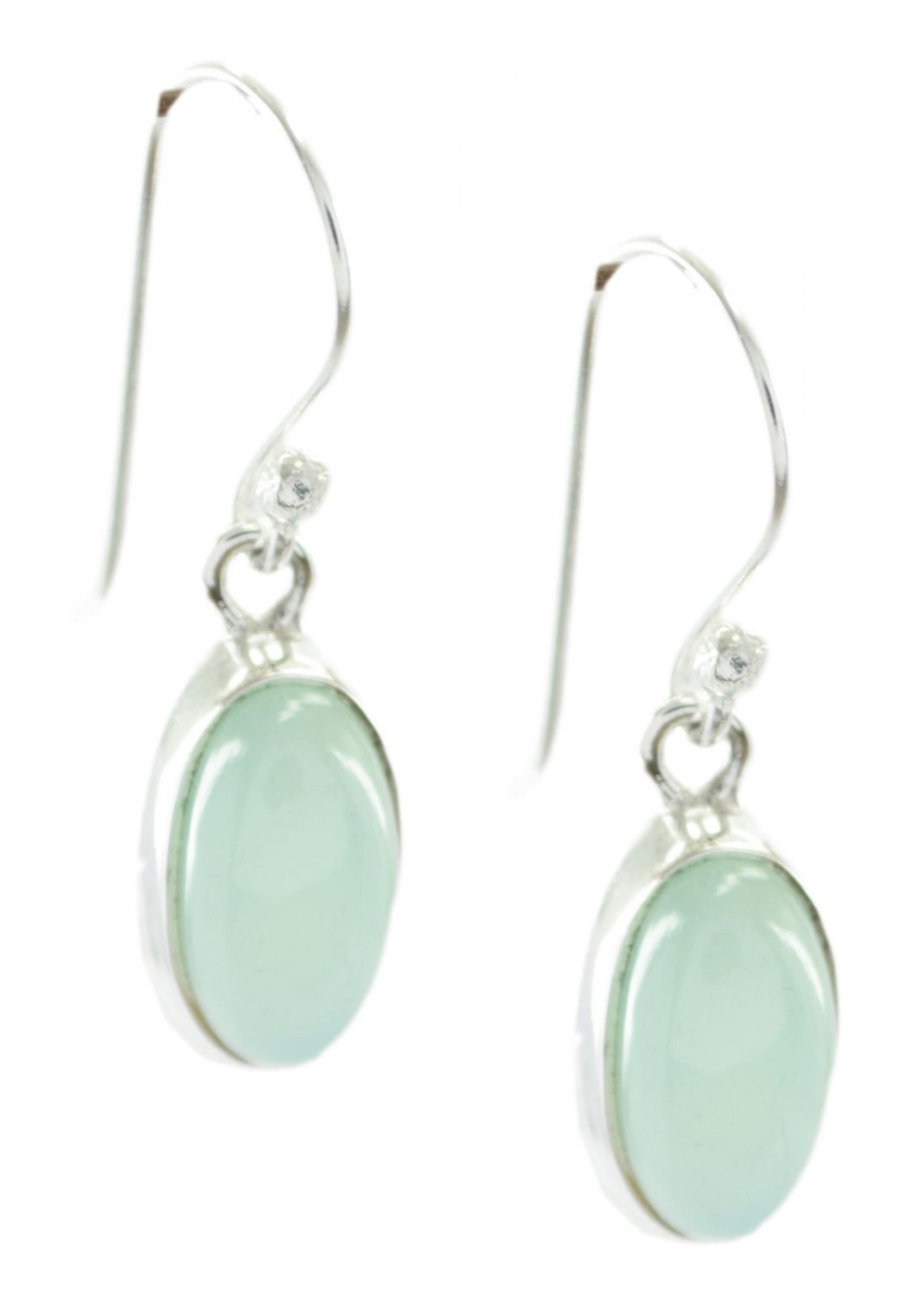 comely Aqua Chalcedony 925 Sterling Silver Blue Earring genuine handcrafted US