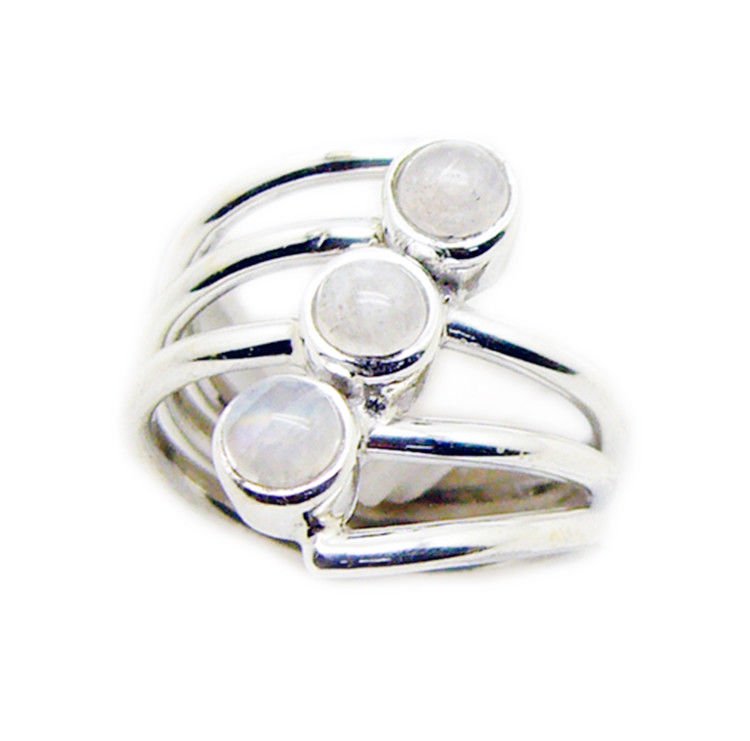 pleasing Rainbow Moonstone 925 Sterling Silver White Ring genuine ordinary US