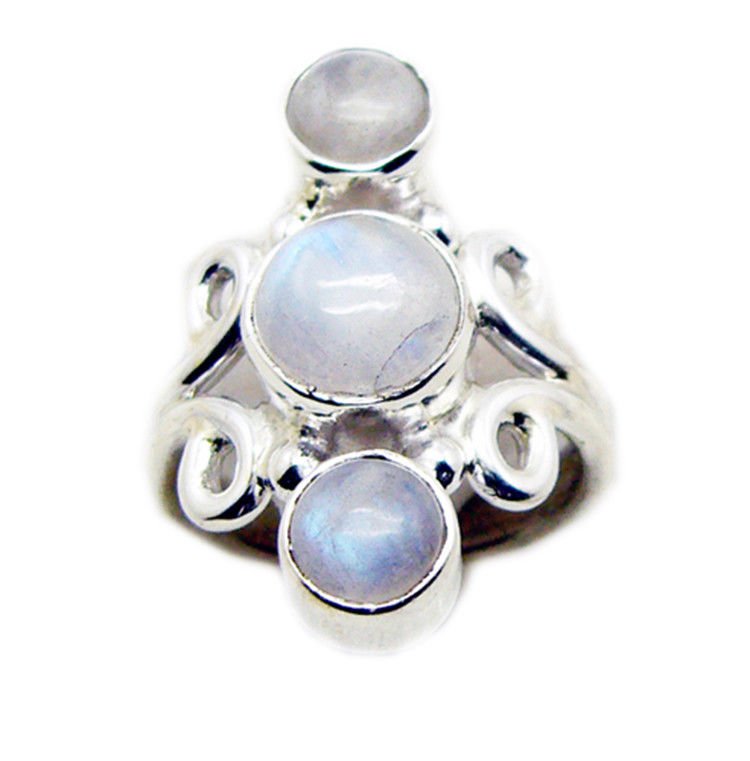 gorgeous Rainbow Moonstone 925 Sterling Silver White Ring Natural common US