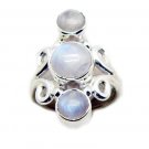 gorgeous Rainbow Moonstone 925 Sterling Silver White Ring Natural common US