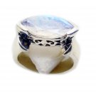 attractive Rainbow Moonstone 925 Sterling Silver White Ring genuine gemstones US