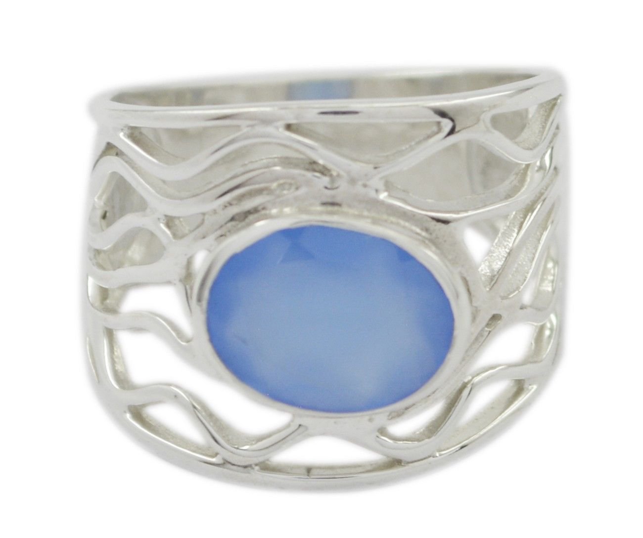grand Blue Chalcedony 925 Sterling Silver Blue Ring Natural jewelry US