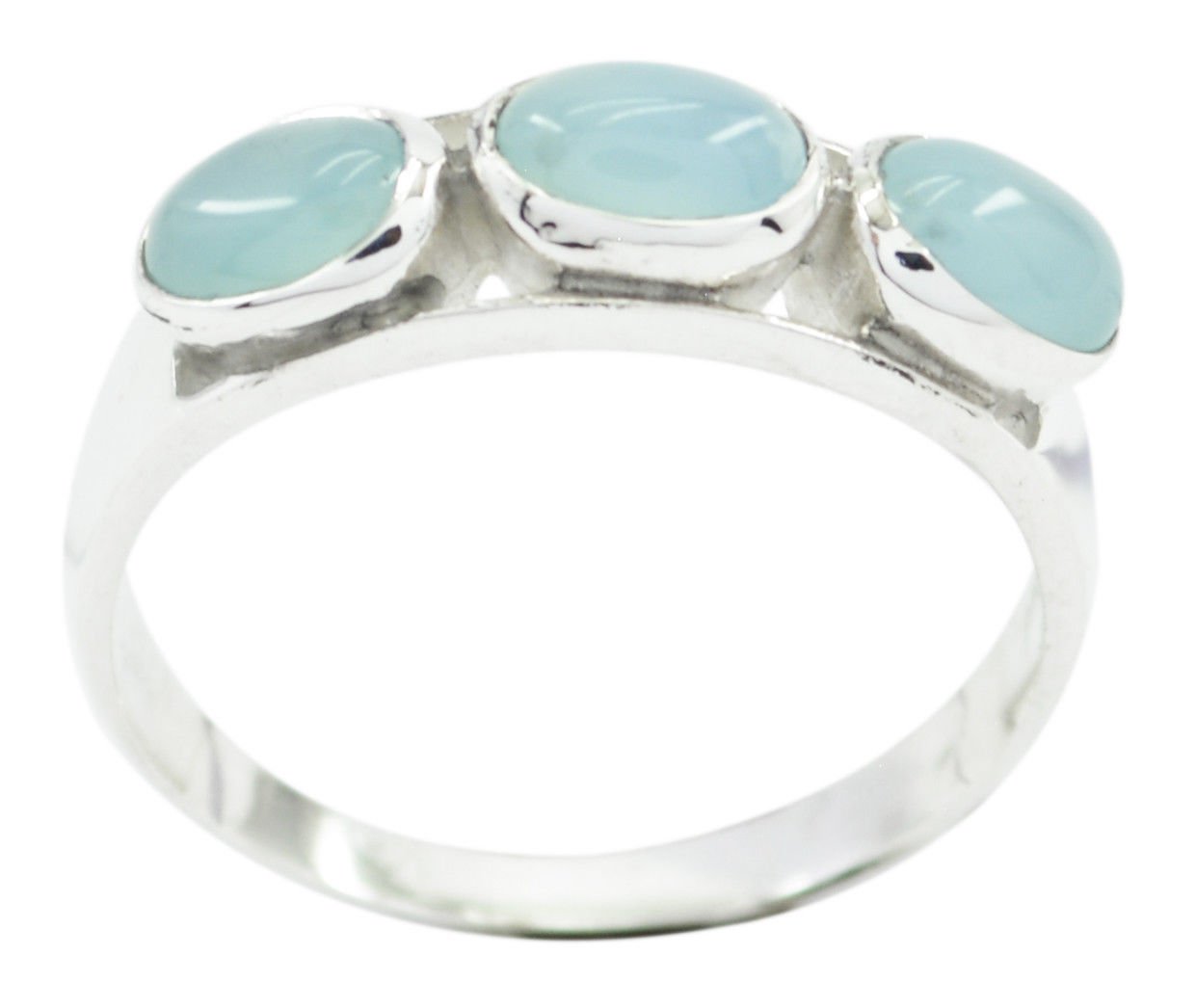 handsome Aqua Chalcedony 925 Sterling Silver Blue Ring Natural regular US