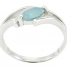 comely Aqua Chalcedony 925 Sterling Silver Blue Ring Natural common US
