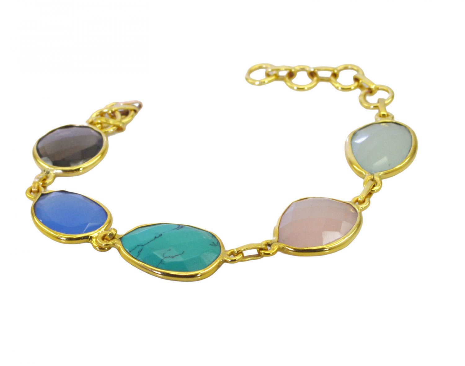 exquisite Multi Gemstone Gold Plated Multi Bracelet Natural gemstones US gift