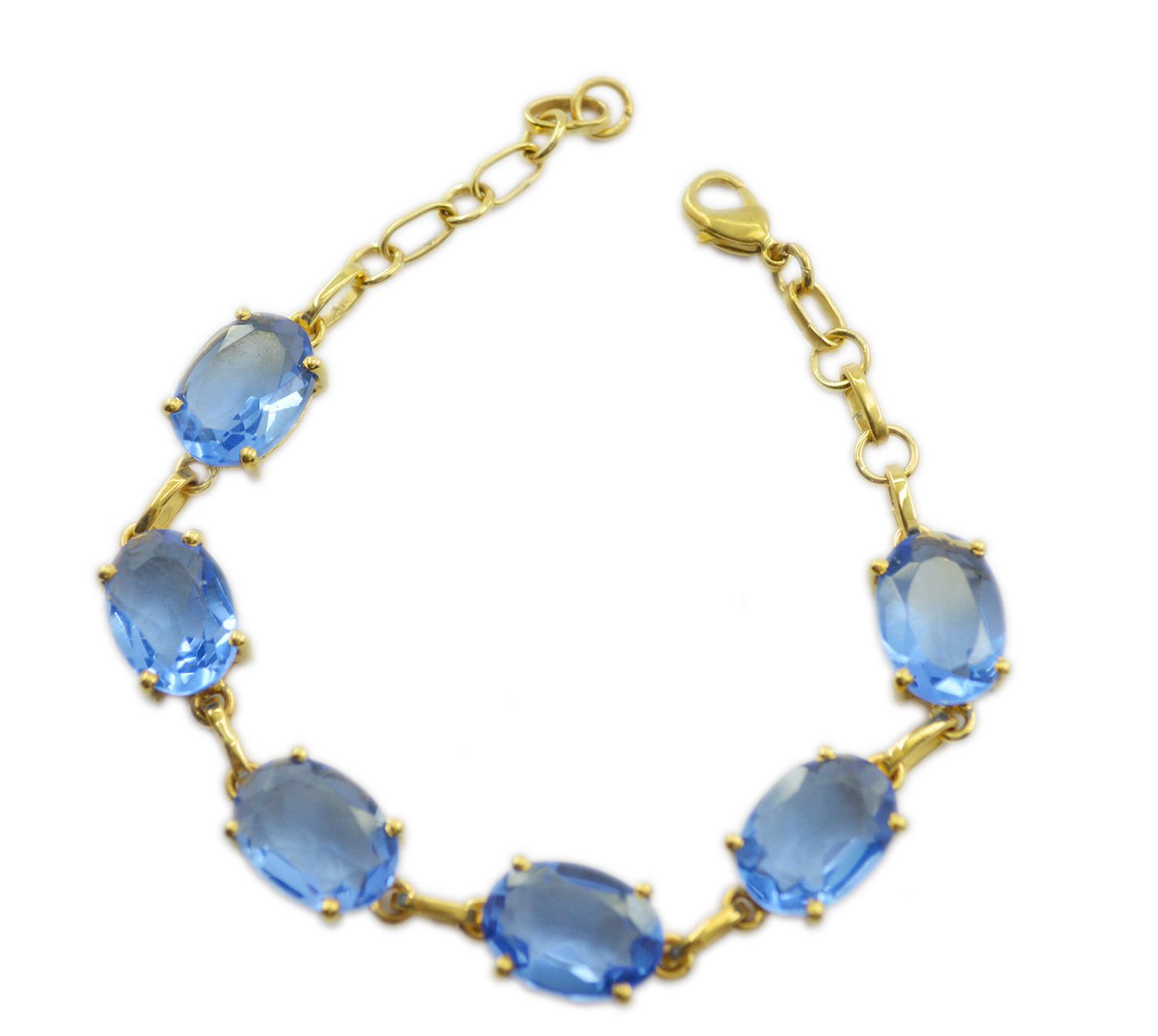 fine Blue Shappire CZ Gold Plated Blue Bracelet Natural handcrafted US gift
