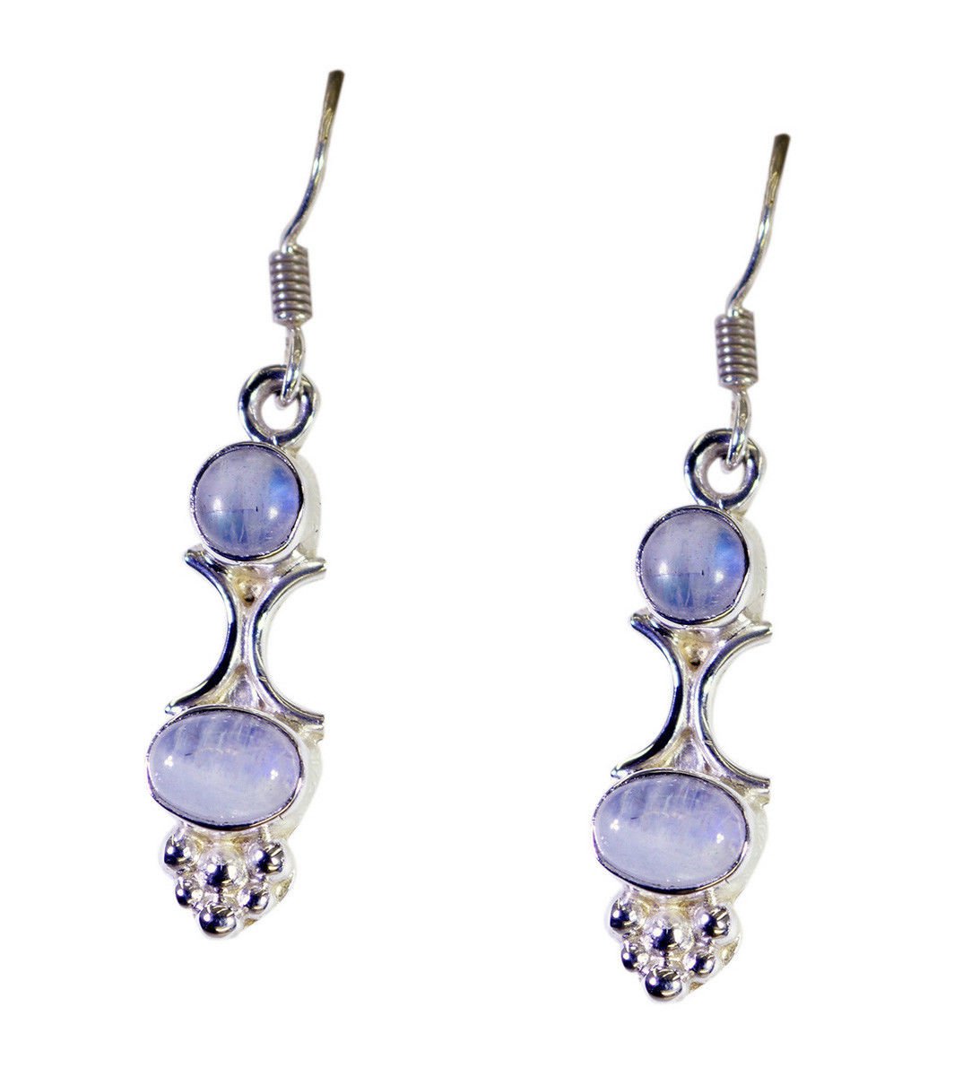 enticing Rainbow Moonstone 925 Solid Silver White Earring genuine casually US