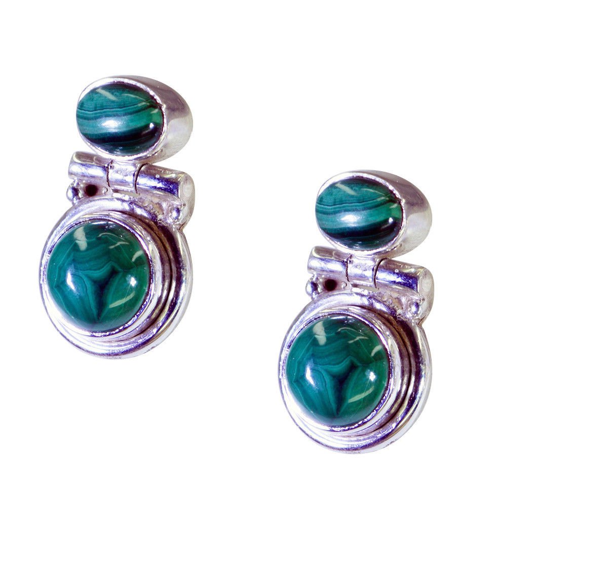 cute Malachite 925 Solid Sterling Silver Green Earring Natural Designer US