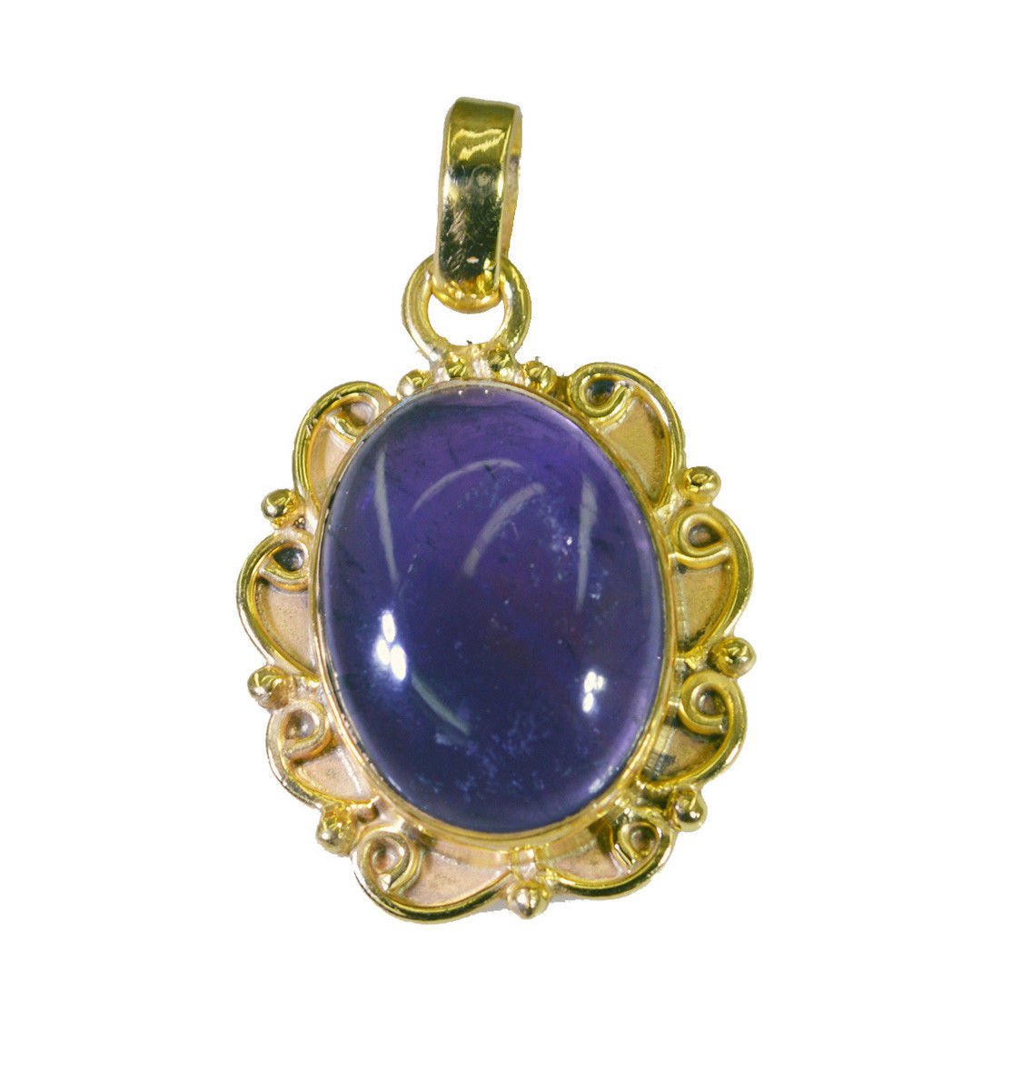 exquisite Amethyst Gold Plated Purple Pendant Glass jaipur US