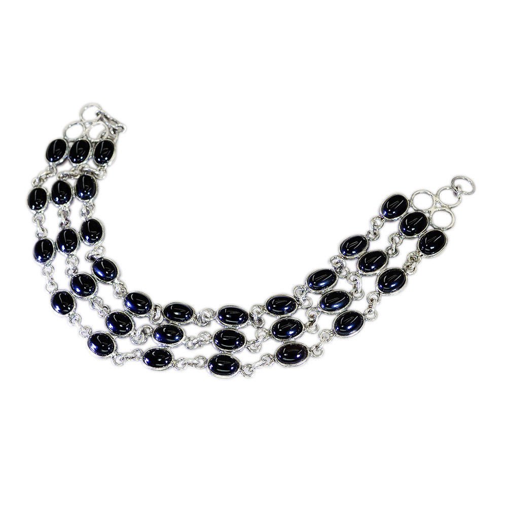 grand Black onyx 925 Solid Sterling Silver Black Bracelet Natural india US
