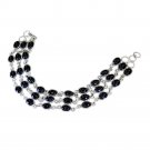 grand Black onyx 925 Solid Sterling Silver Black Bracelet Natural india US
