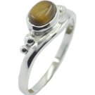 fine-looking Tiger Eye 925 Sterling Silver Brown Ring genuine general US