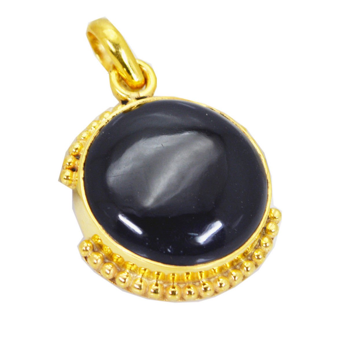 excellent Black onyx Gold Plated Black Pendant Glass jewelry US