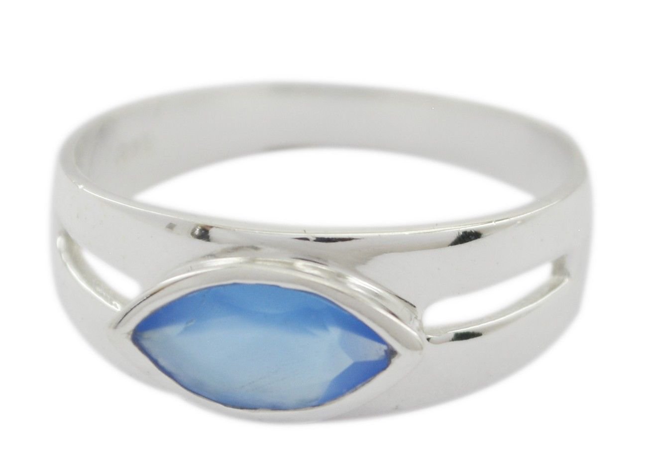 elegant Blue Chalcedony 925 Sterling Silver Blue Ring genuine handcrafted US