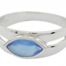 elegant Blue Chalcedony 925 Sterling Silver Blue Ring genuine handcrafted US