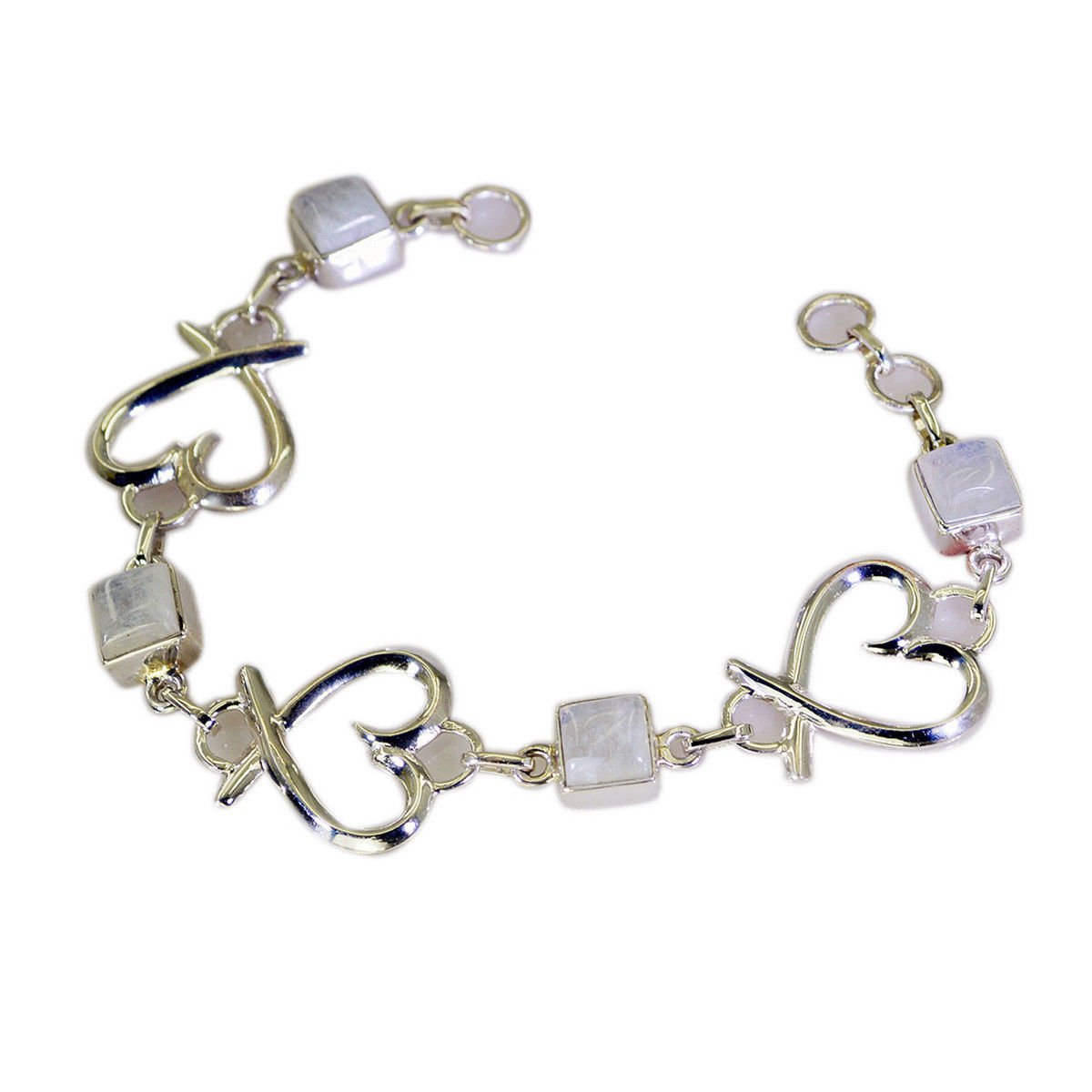 fascinating Rainbow Moonstone 925 Solid Sterling Silver White Bracelet US