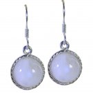 fine Rainbow Moonstone 925 Solid Silver White Earring genuine handcrafted US