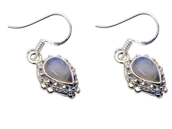 handsome Rainbow Moonstone 925 Solid Silver White Earring Natural indian US